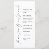 Minimalistische Hochzeitsplatteinstellung Dankesch Programm (Vorderseite)