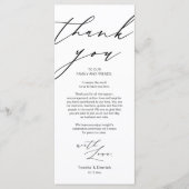 Minimalistische Hochzeitsplatteinstellung Dankesch Programm (Vorderseite)