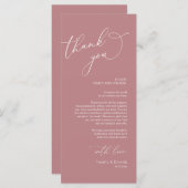 Minimalistische Hochzeitsplatteinstellung Dankesch Programm (Vorne/Hinten)