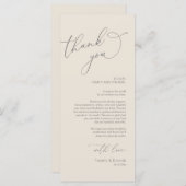 Minimalistische Hochzeitsplatteinstellung Dankesch Programm (Vorne/Hinten)