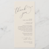 Minimalistische Hochzeitsplatteinstellung Dankesch Programm (Vorderseite)