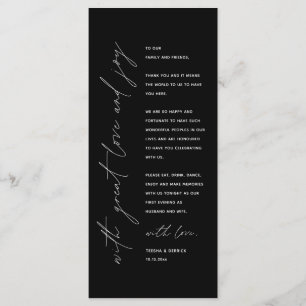 Minimalistische Hochzeitsplatteinstellung Dankesch Programm