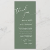 Minimalistische Hochzeitsplatz-Karten-Dankeschön-K Programm (Vorderseite)