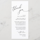 Minimalistische Hochzeitsplatz-Karten Dankeschön-K Programm (Vorderseite)