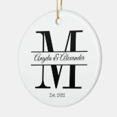 Minimalistische Hochzeitsplit Monogramm Keramik Ornament (Links)