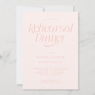 Minimalistische Hochzeitsprobe Dinner Pfirsich Einladung