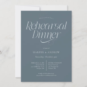 Minimalistische Hochzeitsprobe Dinner Slate Blau Einladung