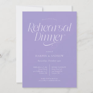 Minimalistische Hochzeitsprobe Dinner Violett Einladung