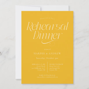 Minimalistische Hochzeitsprobe Dinner Yellow Einladung