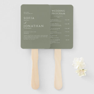 Minimalistische Hochzeitsprogramme im grünen Käfig Fächer