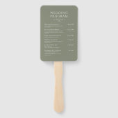 Minimalistische Hochzeitsprogramme im grünen Käfig Fächer (Rückseite)