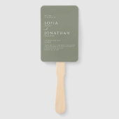 Minimalistische Hochzeitsprogramme im grünen Käfig Fächer (Vorderseite)