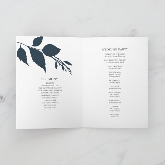 Minimalistische Hochzeitsprogramme Programm (Innenseite)