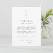 Minimalistische Hochzeitsprogrammkarte mit Monogra Dankeskarte (Stehend Vorderseite)
