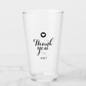 Minimalistische Hochzeitsschrift Danke Herz Monogr Glas (Vorderseite)