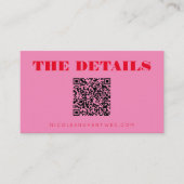 Minimalistische Hochzeitsseite - Rosa QR-Code Begleitkarte (Vorderseite)