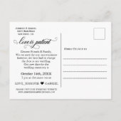 Minimalistische Hochzeitsstiftung: Patient wird ve Ankündigungspostkarte (Rückseite)