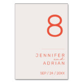 Minimalistische Hochzeitsstimmung - Tischnummer an (Vorderseite)