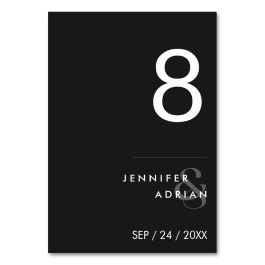 Minimalistische Hochzeitsstimmung - Tischnummer an (Vorderseite)