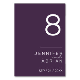 Minimalistische Hochzeitsstimmung - Tischnummer an