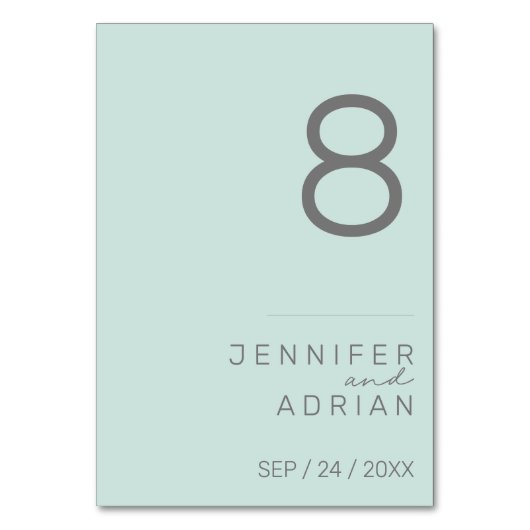 Minimalistische Hochzeitsstimmung - Tischnummer an (Vorderseite)