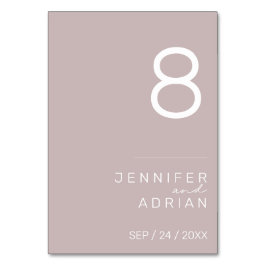 Minimalistische Hochzeitsstimmung - Tischnummer an