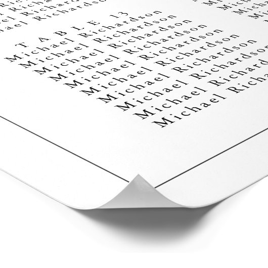 Minimalistische Hochzeitsstipps für 16 Tische Poster (Ecke)