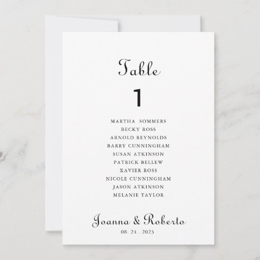 Minimalistische Hochzeitsstipps Tischnummer 1 (Rückseite)