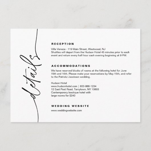 Minimalistische Hochzeitsszenarien Begleitkarte (Vorderseite)