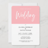 Minimalistische Hochzeitsszenierung in Rosa Einladung (Vorderseite)