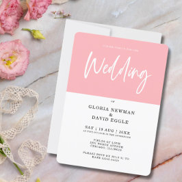 Minimalistische Hochzeitsszenierung in Rosa Einladung