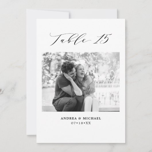 Minimalistische Hochzeitstabelle 15 Zahlen und Bil Ankündigung (Vorderseite)