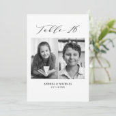 Minimalistische Hochzeitstabelle 16 Zahlen und Bil Ankündigung (Stehend Vorderseite)