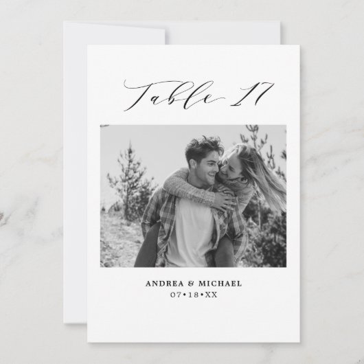 Minimalistische Hochzeitstabelle 17 Zahlen und Bil Ankündigung (Vorderseite)