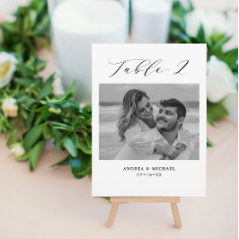 Minimalistische Hochzeitstabelle 2 Nummer und Bild Ankündigung