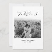 Minimalistische Hochzeitstabelle 3 Nummer & Bildka Ankündigung (Vorderseite)