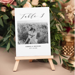 Minimalistische Hochzeitstabelle 3 Nummer & Bildka Ankündigung