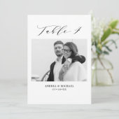 Minimalistische Hochzeitstabelle 4 Nummer & Bildka Ankündigung (Stehend Vorderseite)