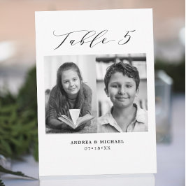 Minimalistische Hochzeitstabelle 5 Nummer & Bildka Ankündigung