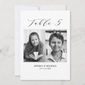Minimalistische Hochzeitstabelle 5 Nummer & Bildka Ankündigung (Vorderseite)