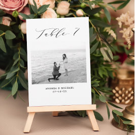 Minimalistische Hochzeitstabelle 7 Nummer & Bildka Ankündigung