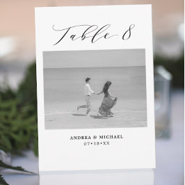 Minimalistische Hochzeitstabelle 8 Nummer & Bildka Ankündigung