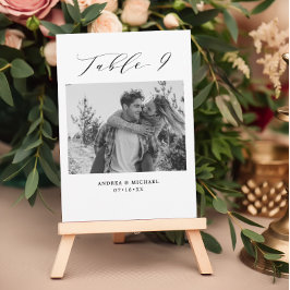 Minimalistische Hochzeitstabelle 9 Nummer & Bildka Ankündigung