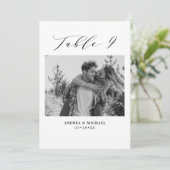 Minimalistische Hochzeitstabelle 9 Nummer & Bildka Ankündigung (Stehend Vorderseite)