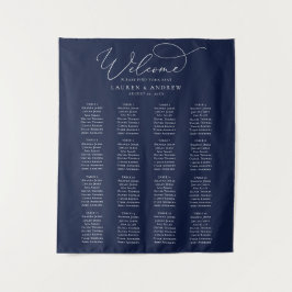 Minimalistische Hochzeitstabelle für Navy Blue Wandteppich