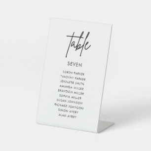 Minimalistische Hochzeitstabelle Sockelschild