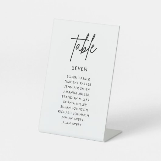 Minimalistische Hochzeitstabelle Sockelschild (Vorderseite)