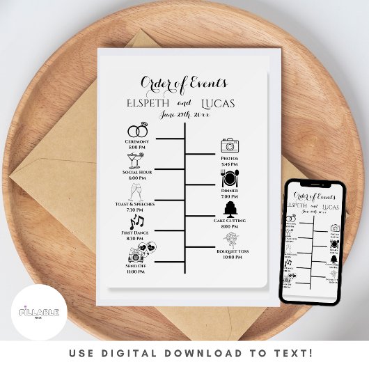 Minimalistische Hochzeitstichtagsbeilage | Benutze Einladung