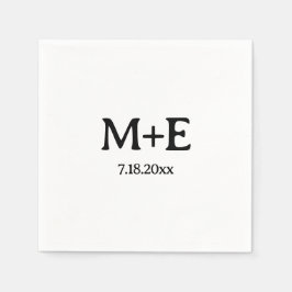 Minimalistische Hochzeitstipps und Datum Serviette