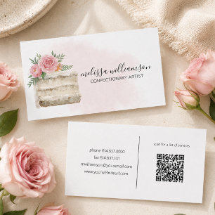 Minimalistische Hochzeitstorte mit QR-Code  Visitenkarte
